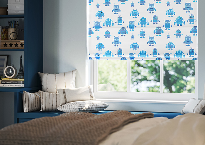 Robo Town, Bot Blue - Twist&Fit Roman Blind - Image 5